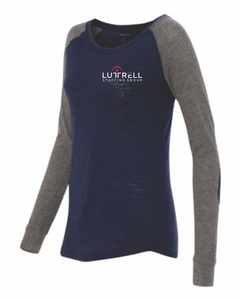 019 Boxercraft - Women’s Preppy Patch Slub Long Sleeve T-Shirt - T66 NAVY , GRAPHITE 71003