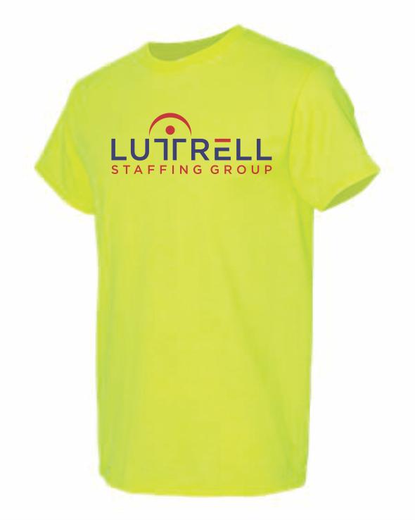 002 GILDAN SAFETY GREEN T-SHIRT LARGE LOGO G5000
